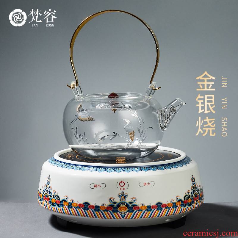 Vatican burn it let the gold and silver glass electric kettle TaoLu household palace Japanese cooking pot tea, tea set