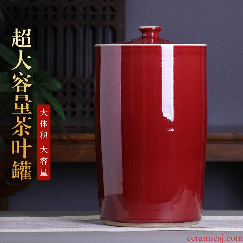 Jingdezhen red tea pot 15 extra large ceramic tea pot tea cake tea urn home tea storage tanks