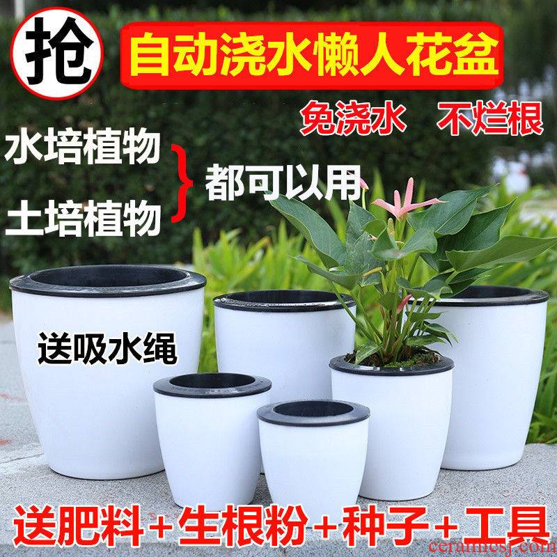 Upset with automatic suction lazy flowerpot more than other rich tree meat plant POTS imitation ceramic plastic flower POTS