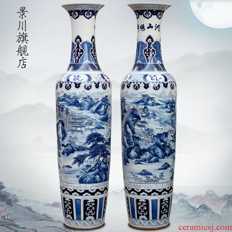 Jingdezhen ceramics antique hand - made of blue and white porcelain vase splendid was the French hotel decoration furnishing articles