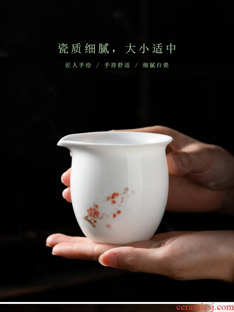 Fujian gen dehua ceramic fair keller contracted and I household hand - made white porcelain cup tea is tea sea kung fu tea set points