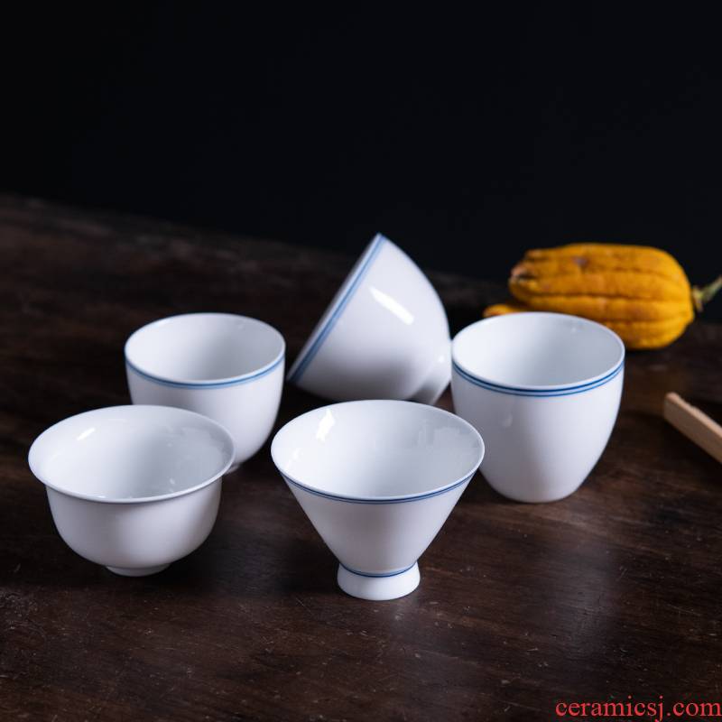 The Element at the beginning of the xuan wen hand - made double cup white porcelain hat cup of individual sample tea cup home tea ware ceramic tea cup