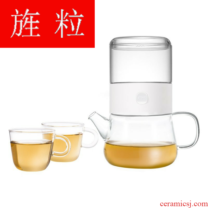 Continuous grain sent cup share suit a pot of wining two cups of heat - resistant glass tea set with filter tea cup