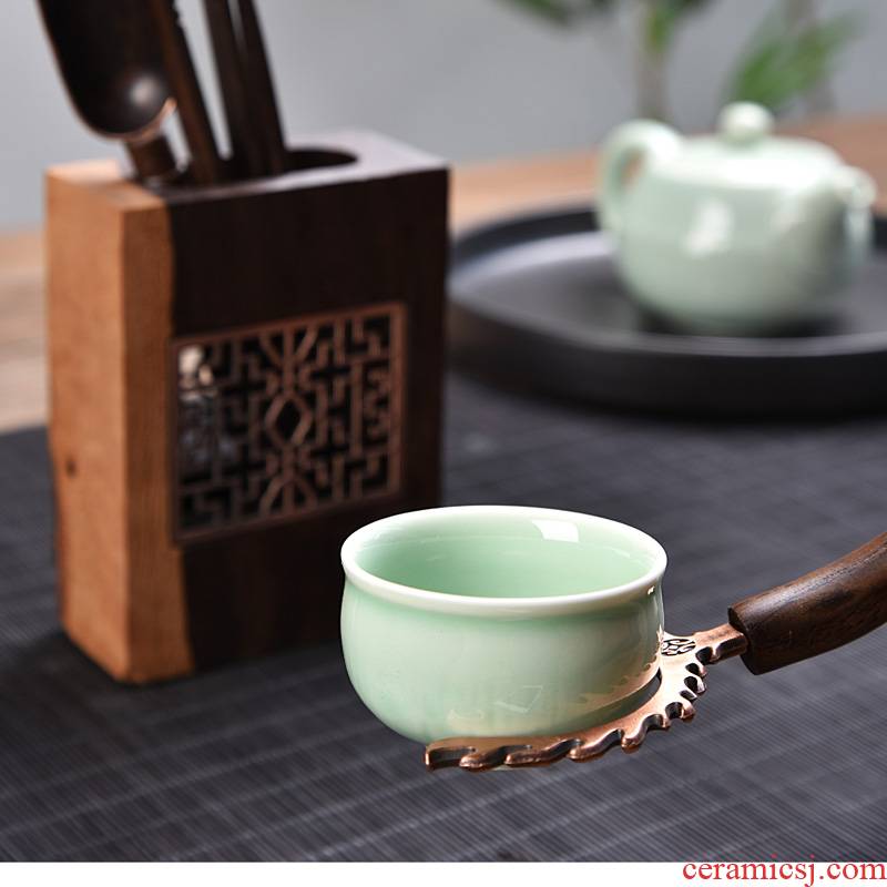 Retro pane kung fu tea six gentleman tea accessories set six gentleman 's real wood ebony five tea art furnishing articles