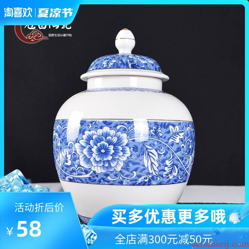 The Crown chang jingdezhen blue and white porcelain jar seal tea pot pot storage medium, general receive furnishing articles