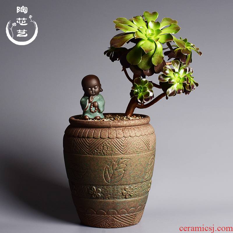 Creative ceramic household large fleshy plant POTS rich tree potted bracketplant orchid basin through pockets pottery flowerpot
