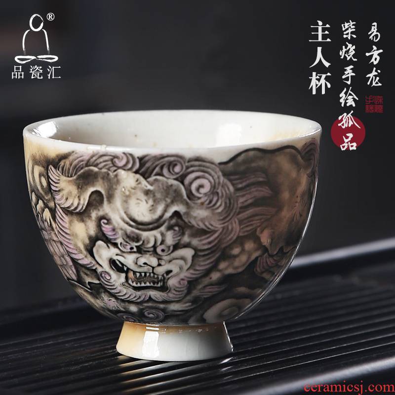 The Product porcelain jc westerndragons master cup single CPU hand - made teacup maintain huai heart burn tea cup lion roll a ball