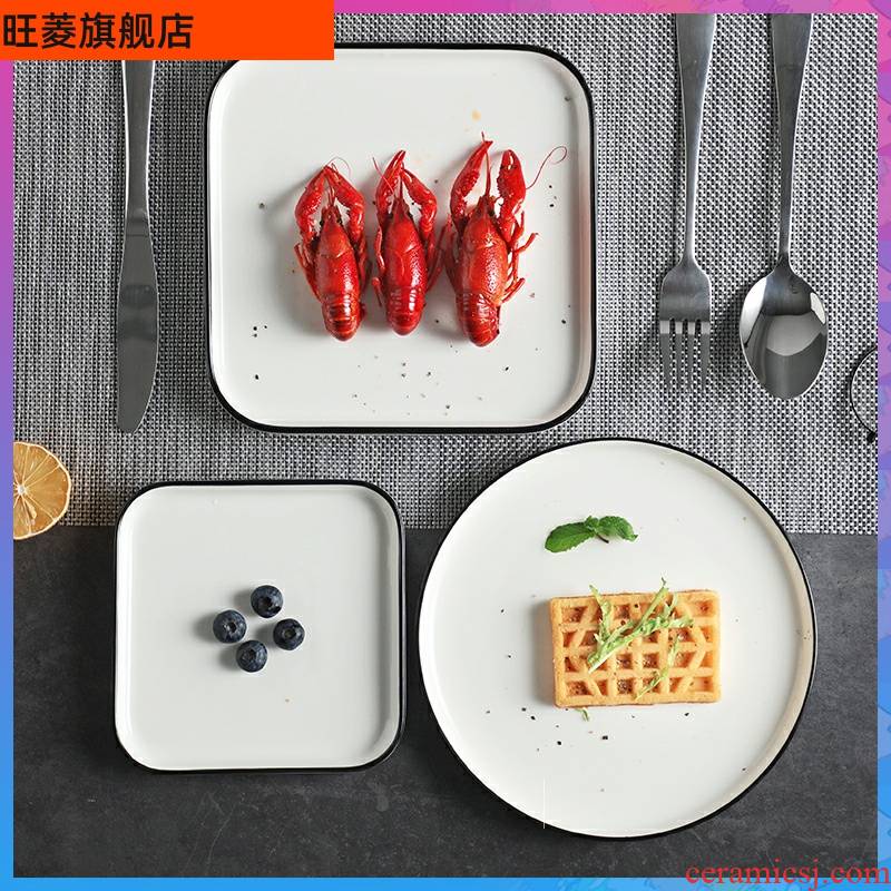 Creative steak dish western northern wind plate Japanese household food dish white ceramic ins wind breakfast.