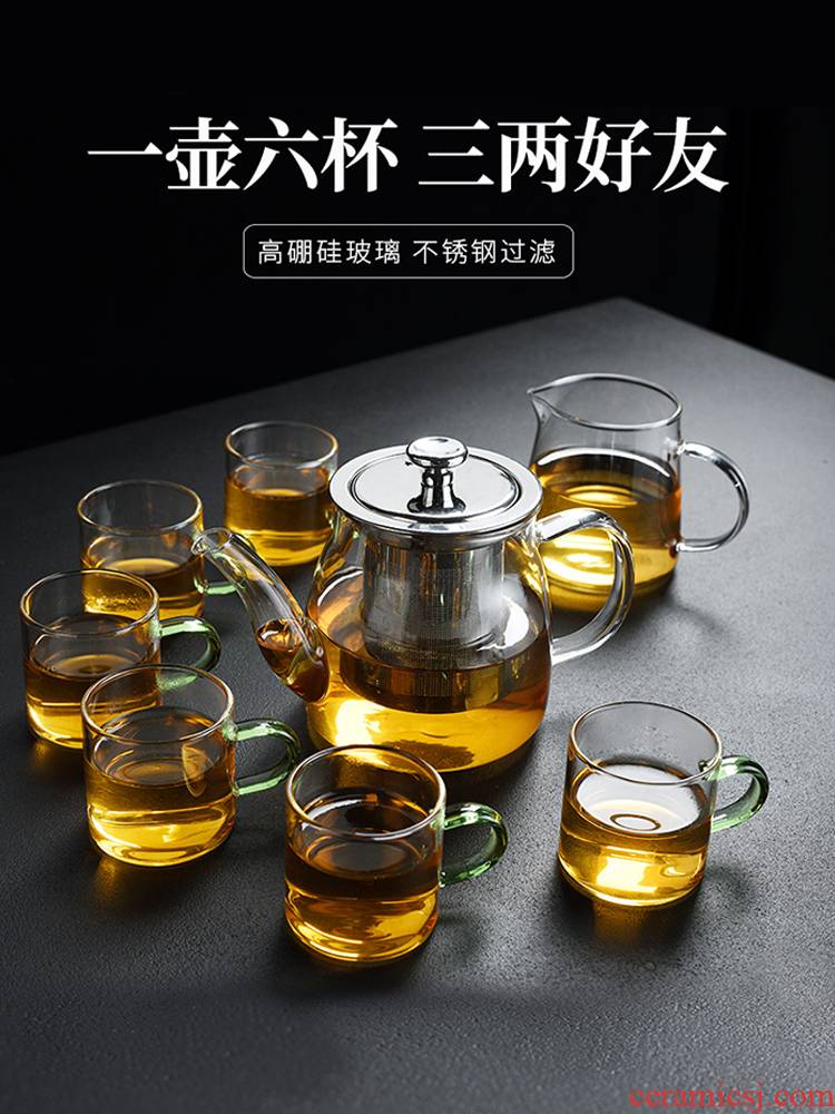 Old household tea tray, glass tea set at kung fu tea cup teapot office tea kettle