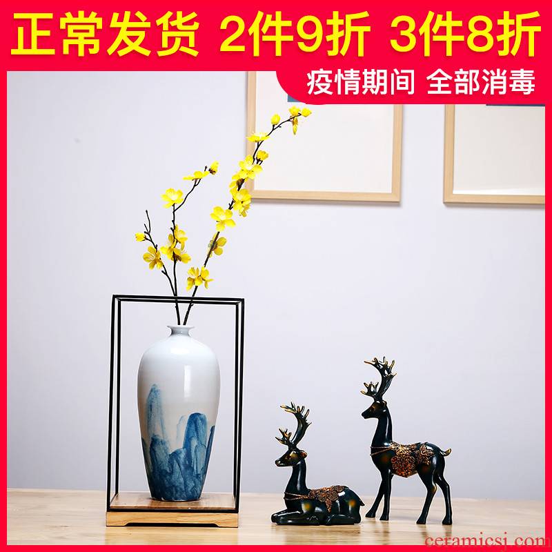 Jingdezhen ceramics vase sitting room of I and contracted style manual creative furnishing articles dried flowers flower arrangement craft