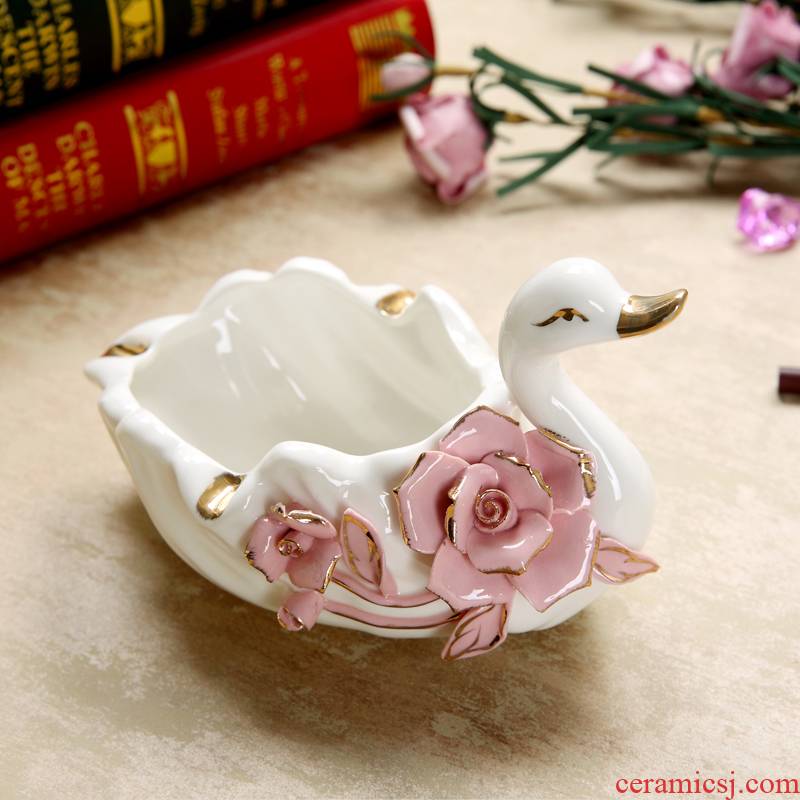 Rhinoceros, European - style ceramics swan ashtray household vogue to live in the sitting room of creative move furnishing articles tea table decorations