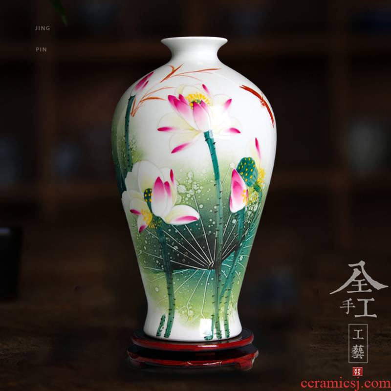Jingdezhen ceramics famous masterpieces famille rose porcelain hand - made vases, home sitting room porch decoration handicraft furnishing articles