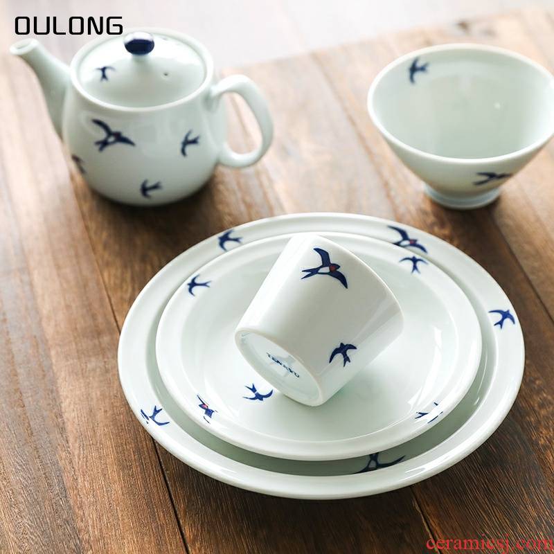 Burn the swallow figure ceramic keller cup pig teapot ins rice bowl dish plate tableware