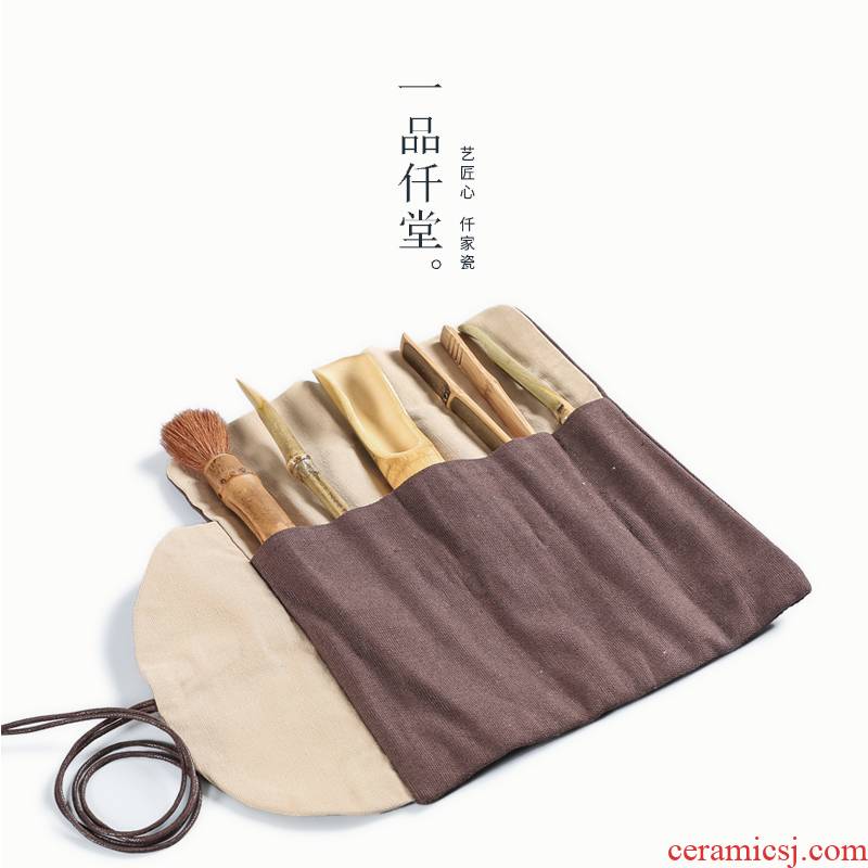 Yipin thousand hall tea accessories 6 gentleman bamboo tea set, grilled ChaGa teaspoons ChaZhen spoonful of kung fu tea set to zero