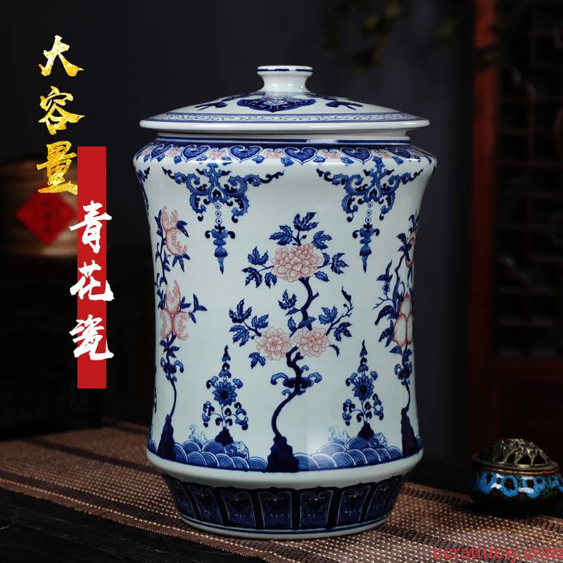 Jingdezhen porcelain youligong large black tea, green tea caddy fixings ceramics seal pot moistureproof POTS of household