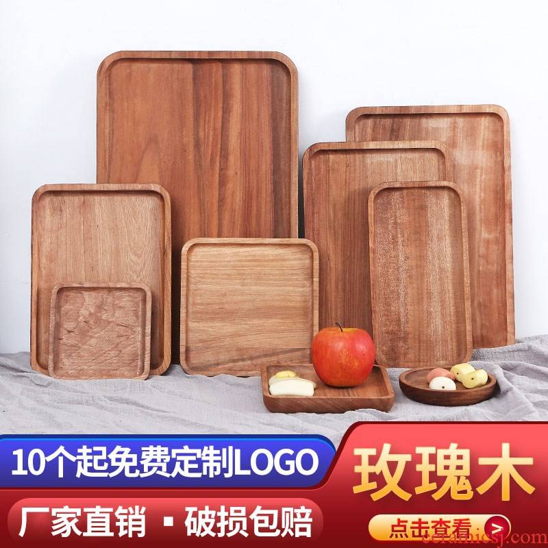 ; Japanese sushi wooden wooden tray rectangle plate household cup dish Nordic creative steak, pizza to burn