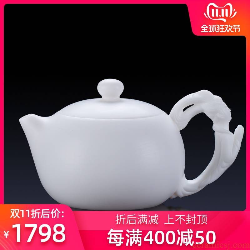 Artisan fairy manual white porcelain four beauty xi shi ceramic teapot large capacity household kung fu tea teapot