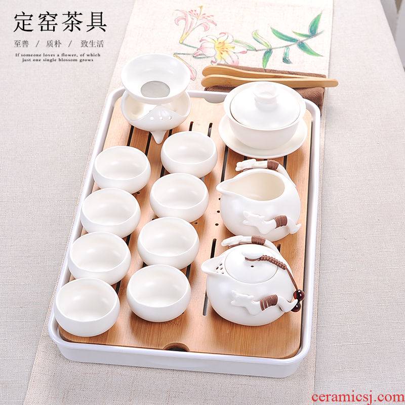 Kung fu tea sets domestic tea cup a visitor office ceramic cup tea tray was contracted and I sitting room