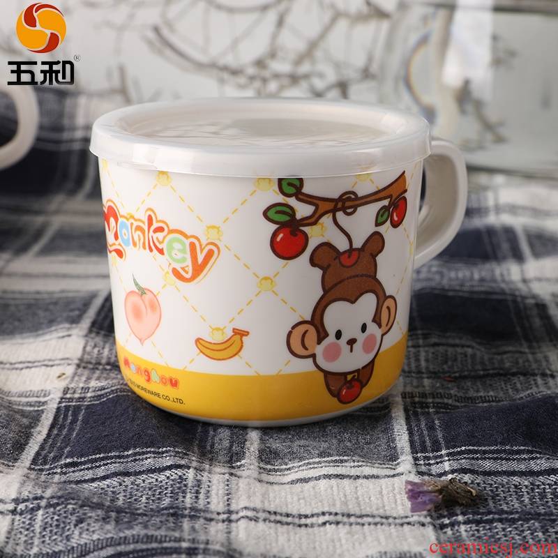 A String of guest melamine tableware express cartoon children baby cup with handle with cover leakage heat cup - 13