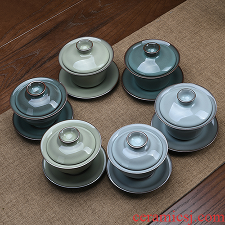 Xu ink celadon kung fu to three tureen cup bowl can keep on household suit single single tea bowl
