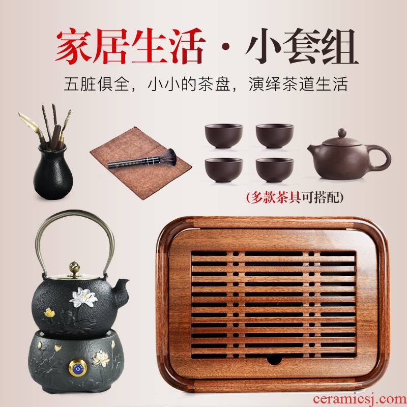 Porcelain sand Billy solid wood small mini tea tray was god contracted household water type tea sea kung fu tea tea tea