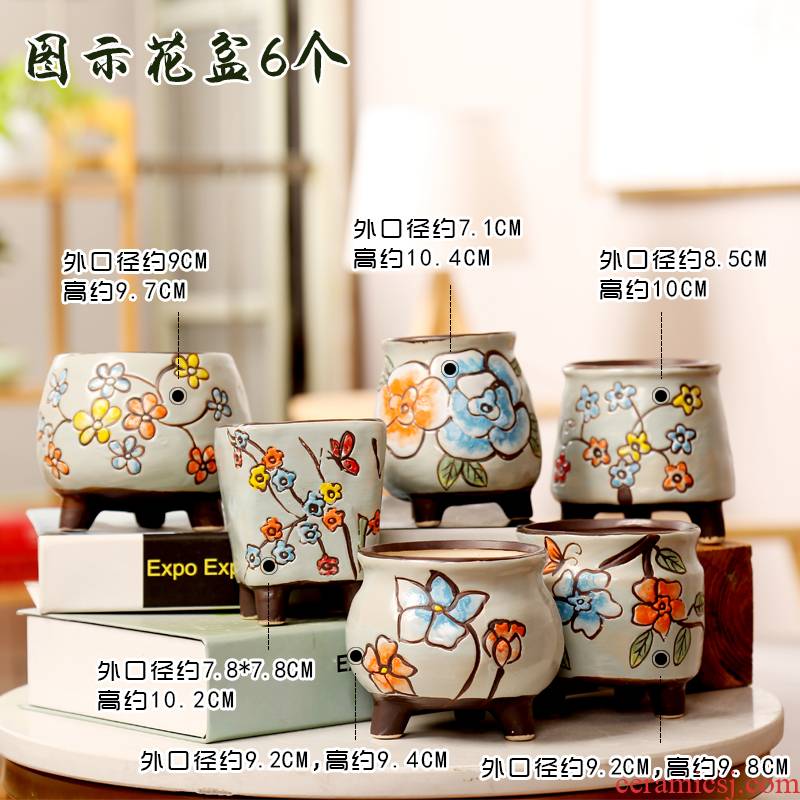 End flowerpot ceramic hand - made tiles to fleshy flower pot large special offer a clearance package mail breathable flower pot in move