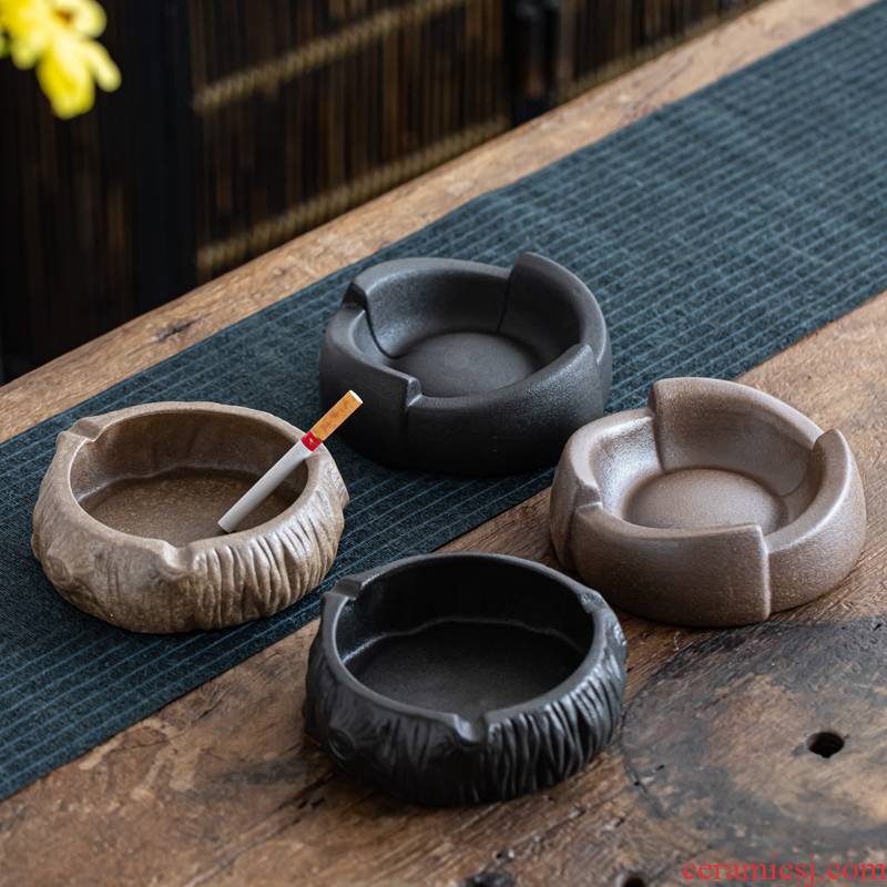 Coarse pottery ashtray home office individuality creative trend Chinese style restoring ancient ways is the sitting room tea with tea zero accessories