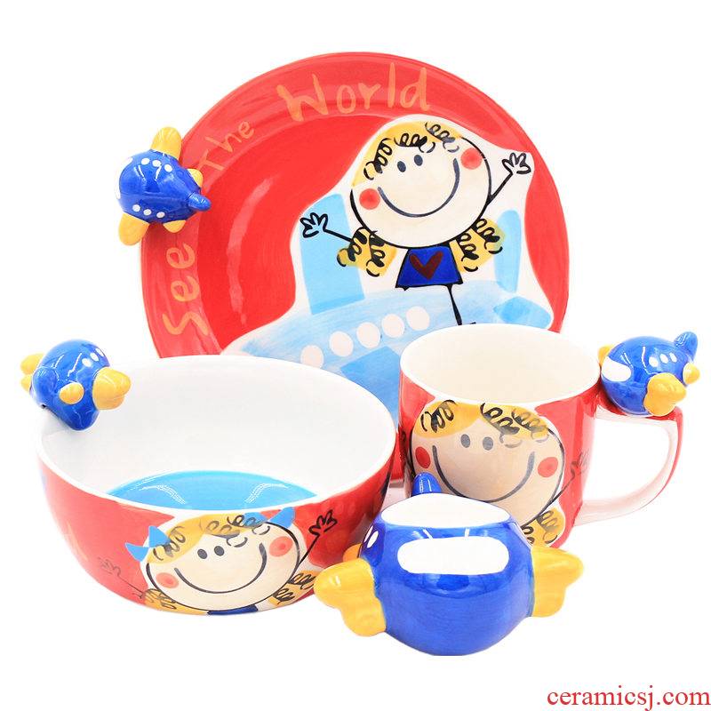 Shu also Thailand import cartoon ceramic tableware keller cup children to use bowl dish dish children children