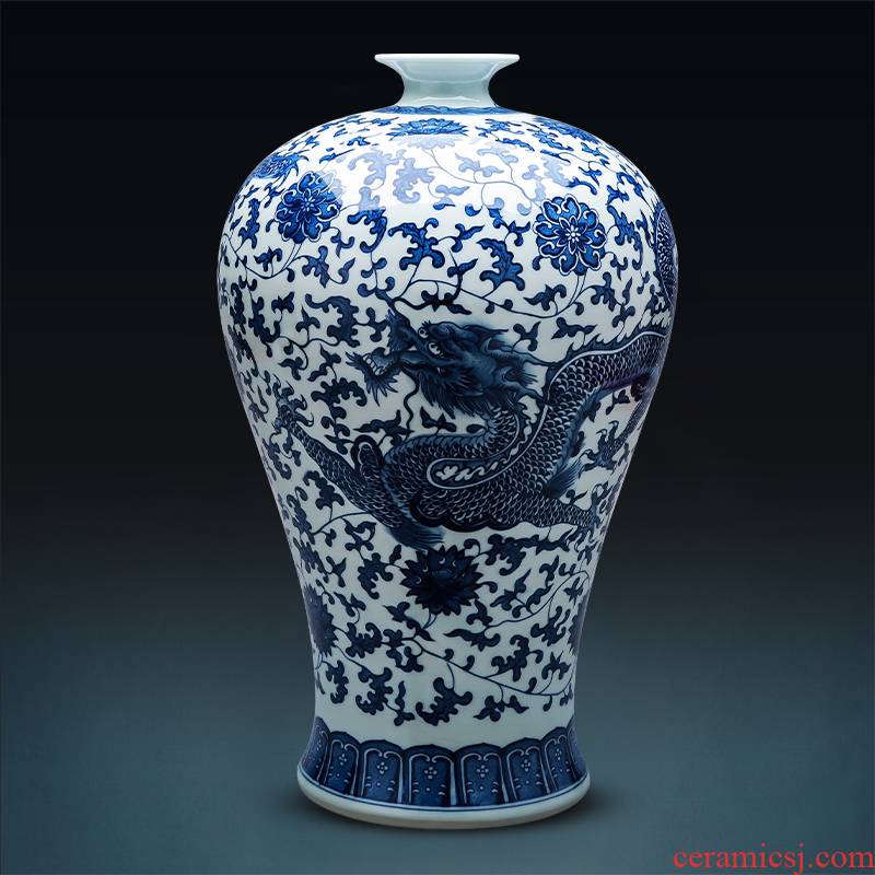 Jingdezhen porcelain ceramic large blue and white porcelain vase furnishing articles archaize floor may bottles of Chinese style household adornment furnishing articles