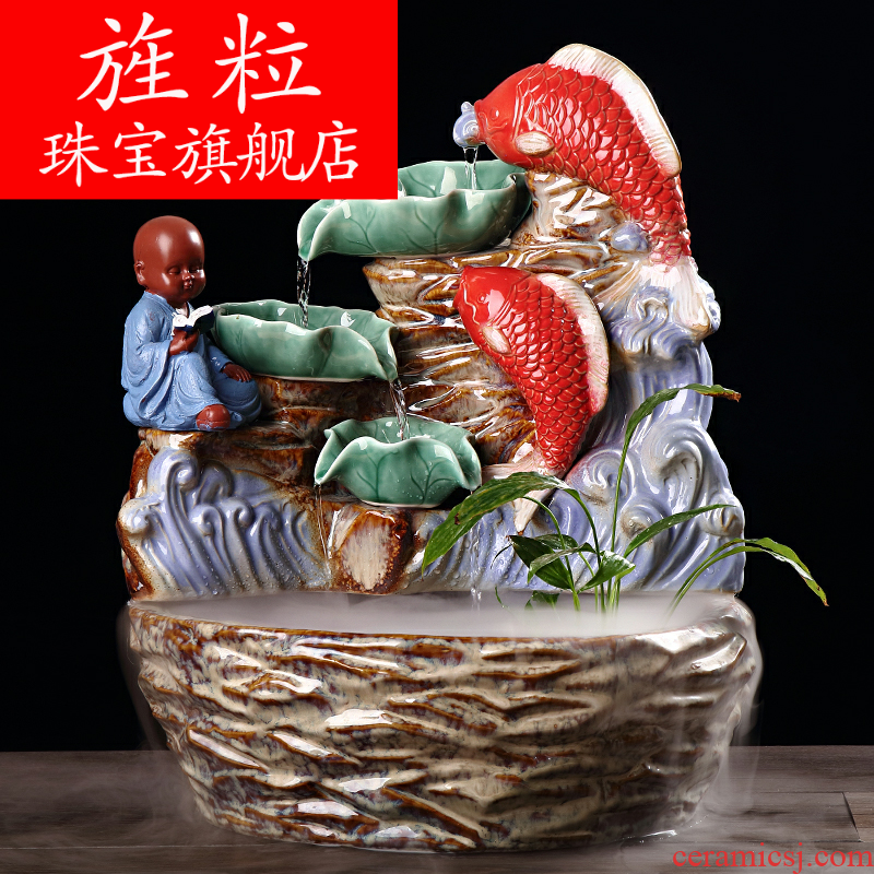 Continuous grain ceramic water fountain indoor lucky fish pond the opened the gift and the sitting room TV ark, household soft outfit decoration