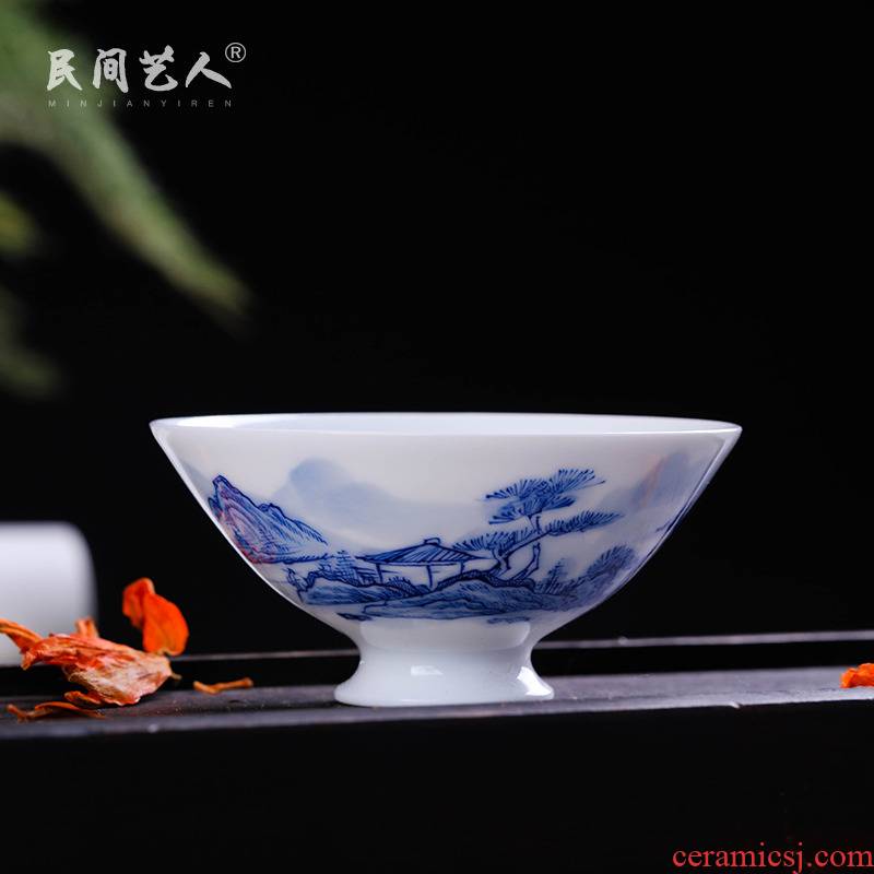 Jingdezhen porcelain and hand draw small cups white porcelain sample tea cup bowl bowl kung fu tea set small cup