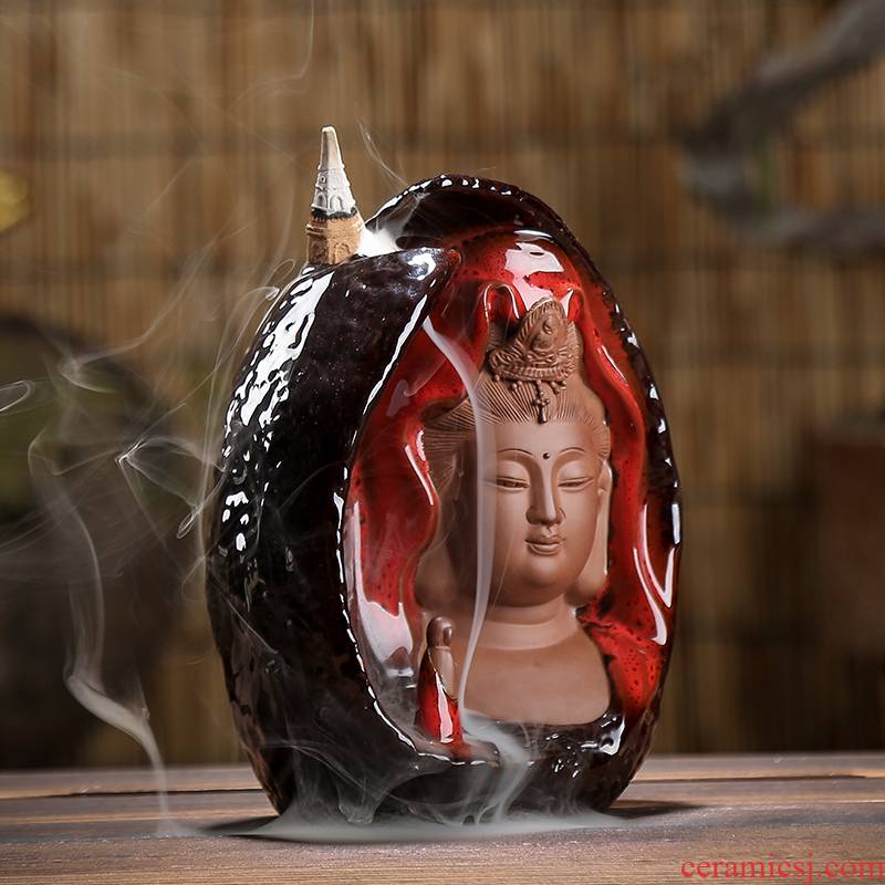 Ceramic zen backflow censer Chinese creative tea tea tea table to play furnishing articles household indoor fragrance incense buner