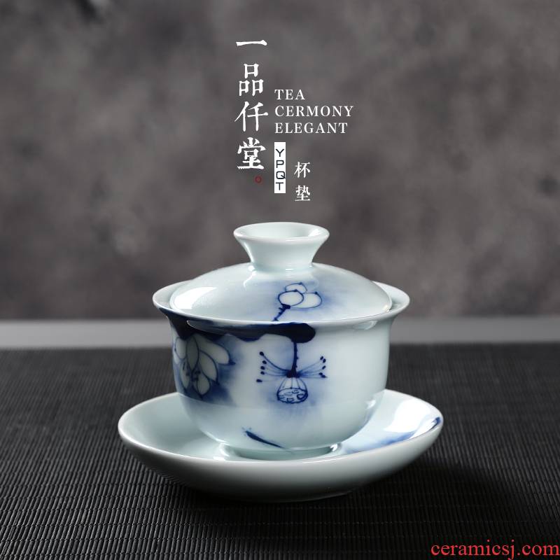 Yipin # $hand - made celadon tureen lotus lotus glaze color to use three tureen ceramic kung fu tea set with parts