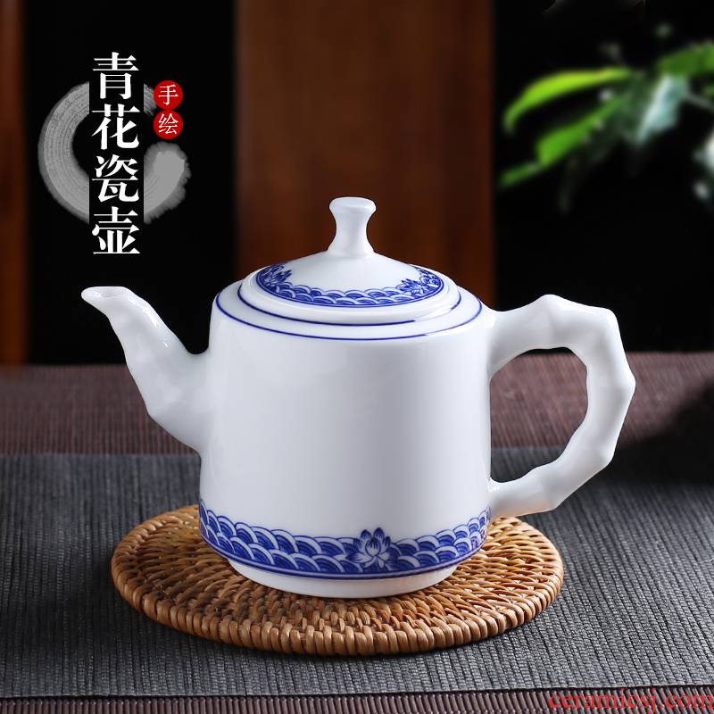 Jingdezhen up the fire which hand blue and white porcelain ceramic teapot teacup Chinese kung fu tea mercifully water pot