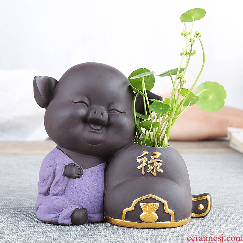 Chinese cartoon pig violet arenaceous other grass cooper hydroponic flower POTS of creative move aquatic flowers flower implement ceramics