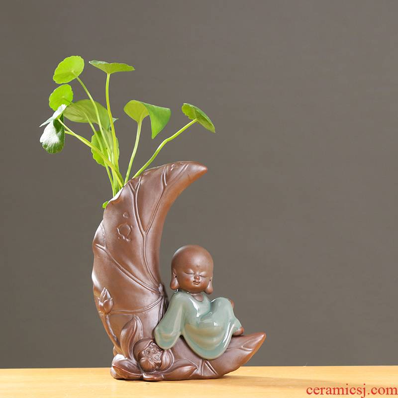 Creative move by the young monk flower implement other ceramic vase household adornment grass cooper hydroponic flower pot container furnishing articles