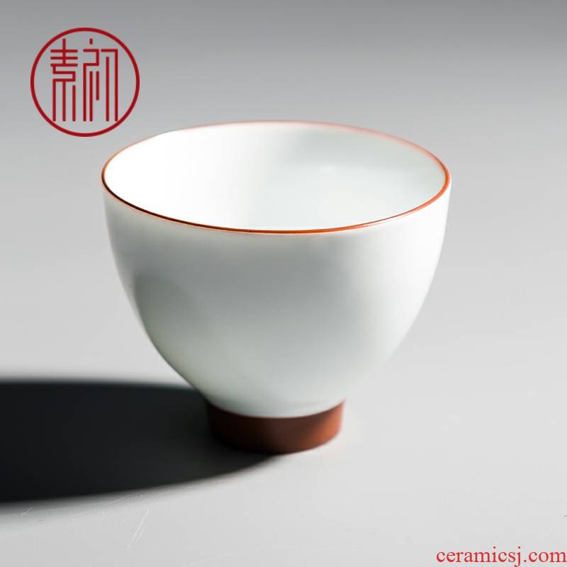Element at the beginning of jingdezhen matte enrolled fat white master cup kung fu tea sample tea cup ceramic cup small single cups of the heart