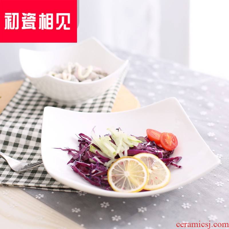 Pure white porcelain meet each other at the beginning of the new ceramic salad platter household pasta dish plate deformed newborn ipads porcelain plate