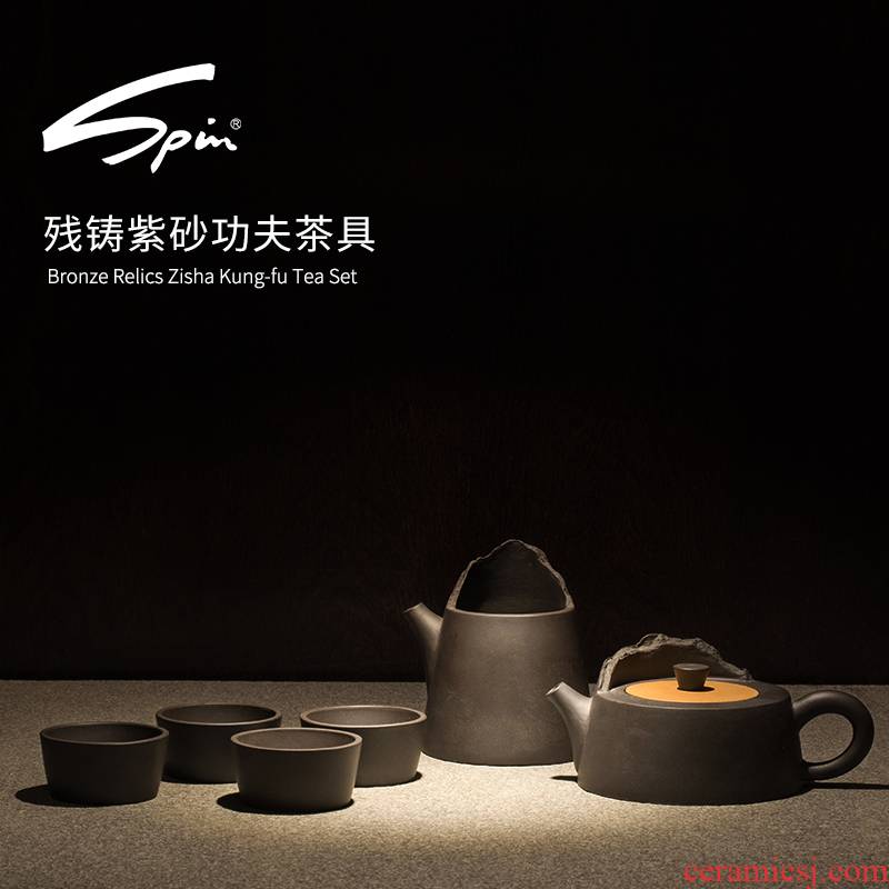 Spin casting residue violet arenaceous kung fu tea set manual it suit a pot of four cups of household gifts gift box