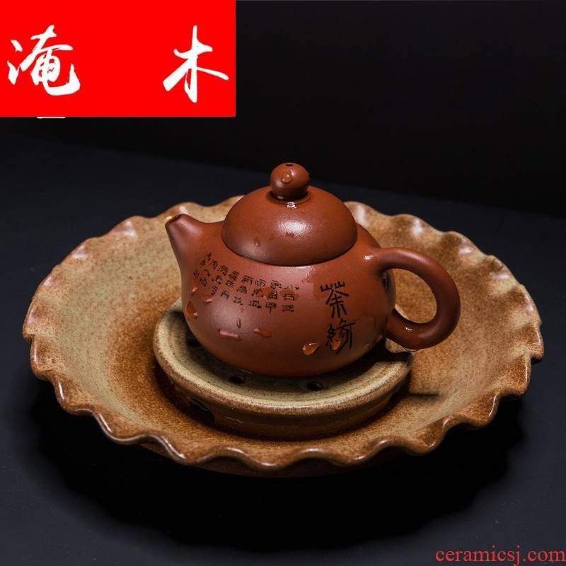 Submerged wood ling Ming jia lotus pot bearing are it a cup mat imitation bronze cup thick desk tray TaoGan mercifully tea tray tea set