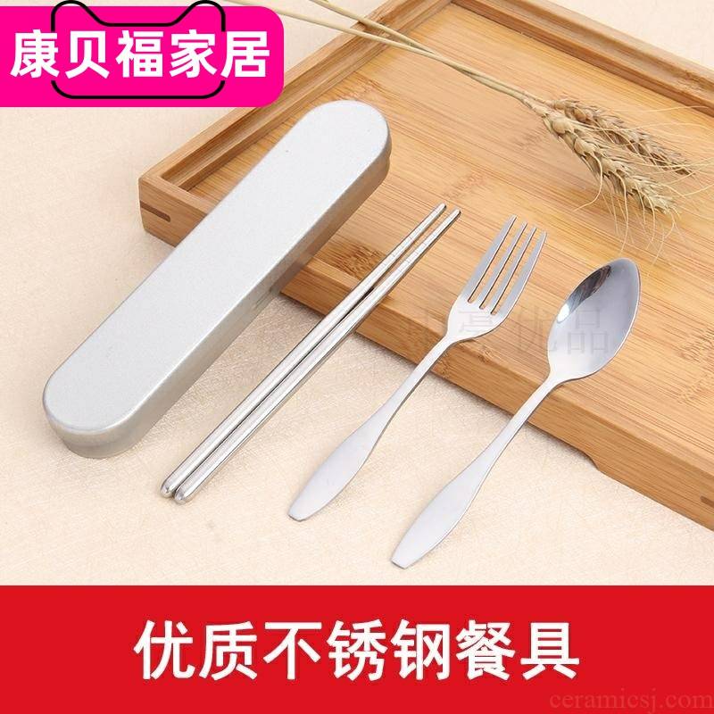 304 stainless steel portable tableware boxed set/children receive a tin box/fork spoon, chopsticks travel pack