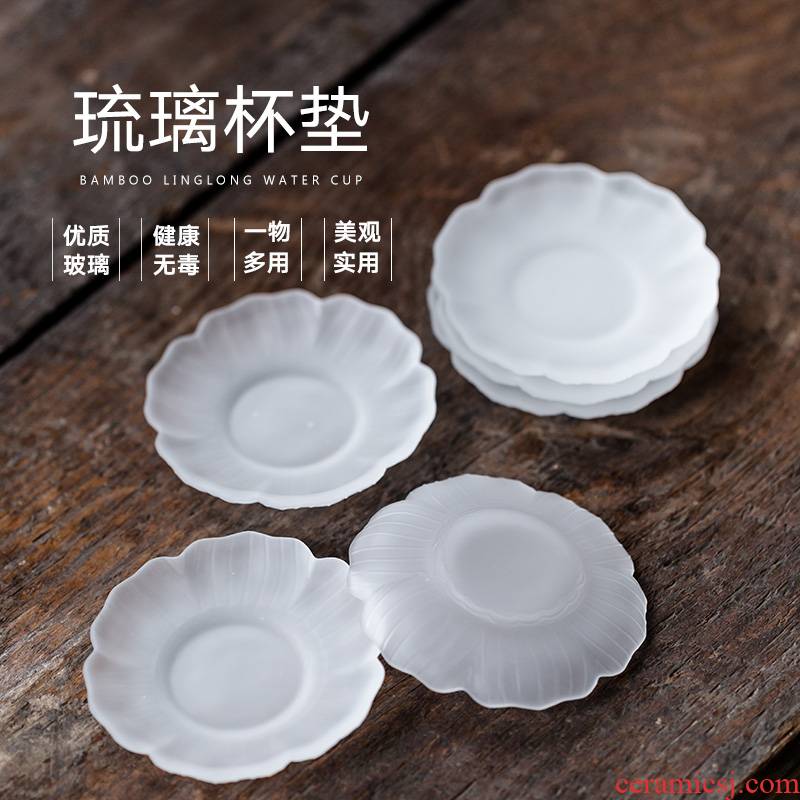 Japanese ancient hand made glass glass cup pad insulation pad, heat - resistant iron household cup saucer tea accessories