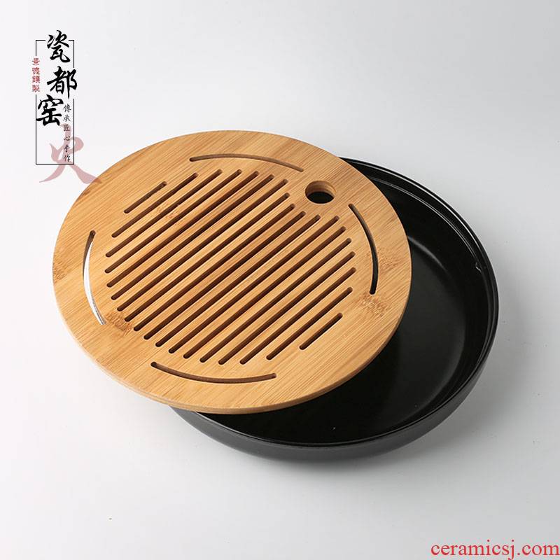Contracted small tea tray with simple tea table one round, square, melamine bamboo tea set dry storage type mercifully