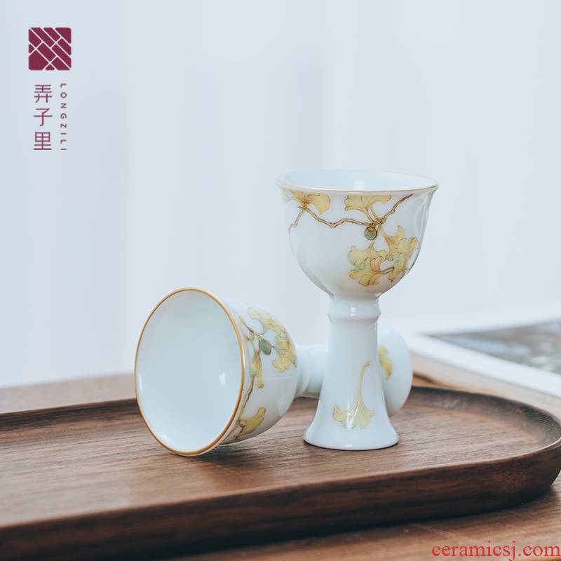 Get in ginkgo powder enamel goblet of jingdezhen ceramics master kung fu tea cup single CPU