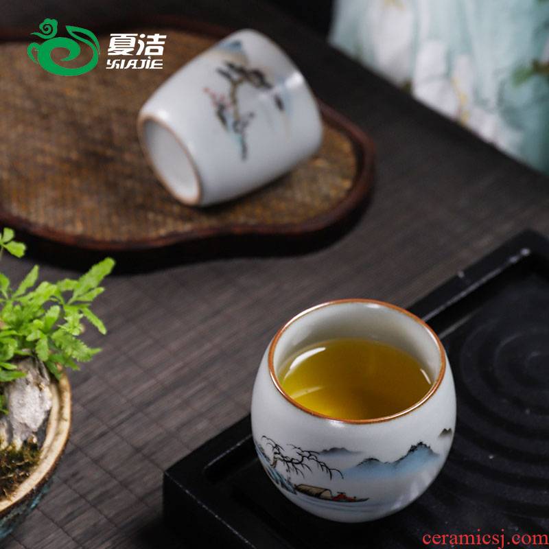 Four - walled yard your up ceramic cups household single tea cup kung fu tea tea cup sample tea cup pure manual, master