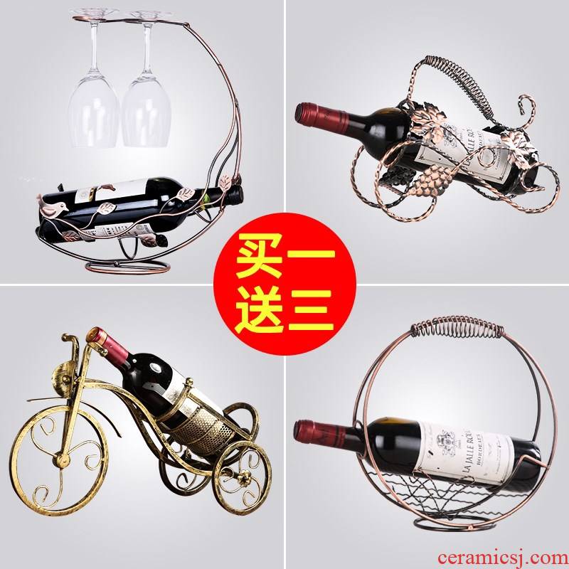 Red wine rack furnishing articles European creative I and contracted, a bottle of household stainless steel wine move decorative wrought iron