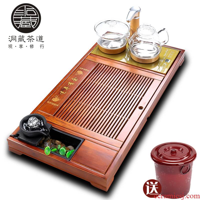 In solid wood, kung fu tea tray was suit household automatic fourth one tea tea tea sea contracted tray