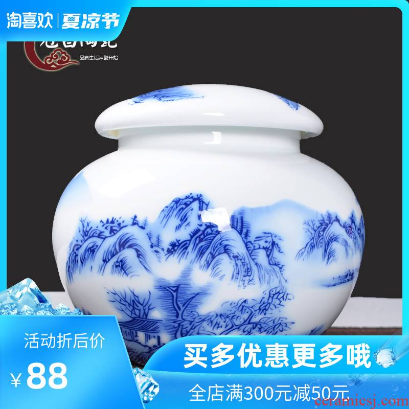 Chang ceramic crown caddy fixings large POTS sealed tank capacity 2 jins half tieguanyin with blue and white porcelain household gift box