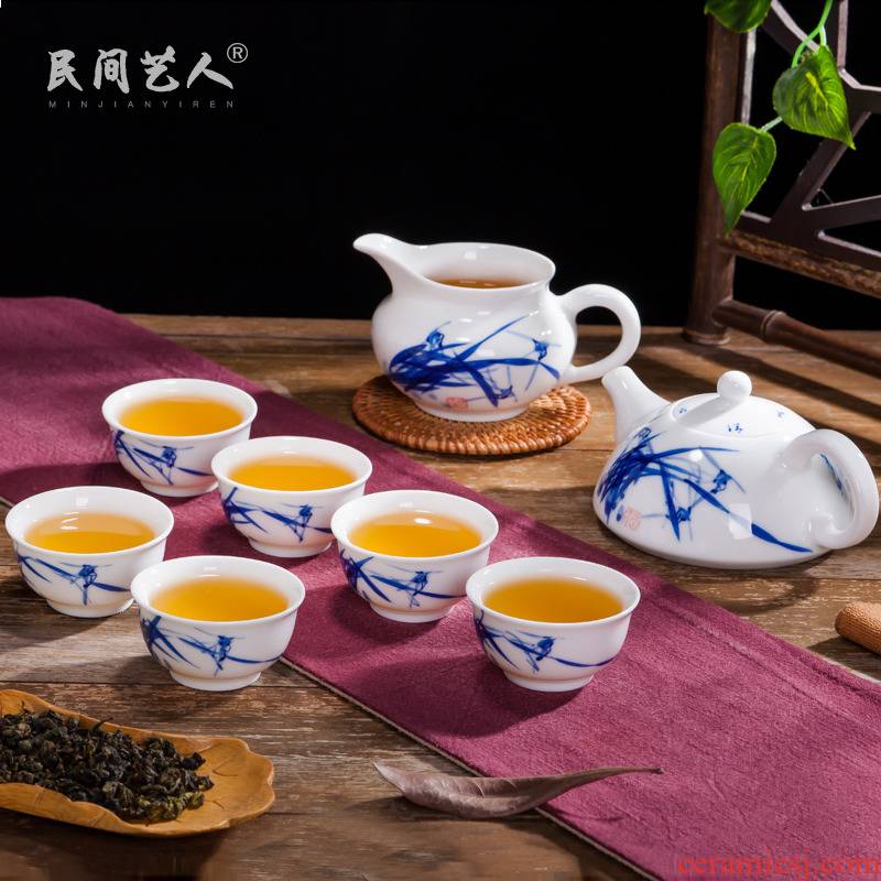 Jingdezhen porcelain hand - made porcelain tea set suit household ceramics fair kung fu tea cup teapot tea set