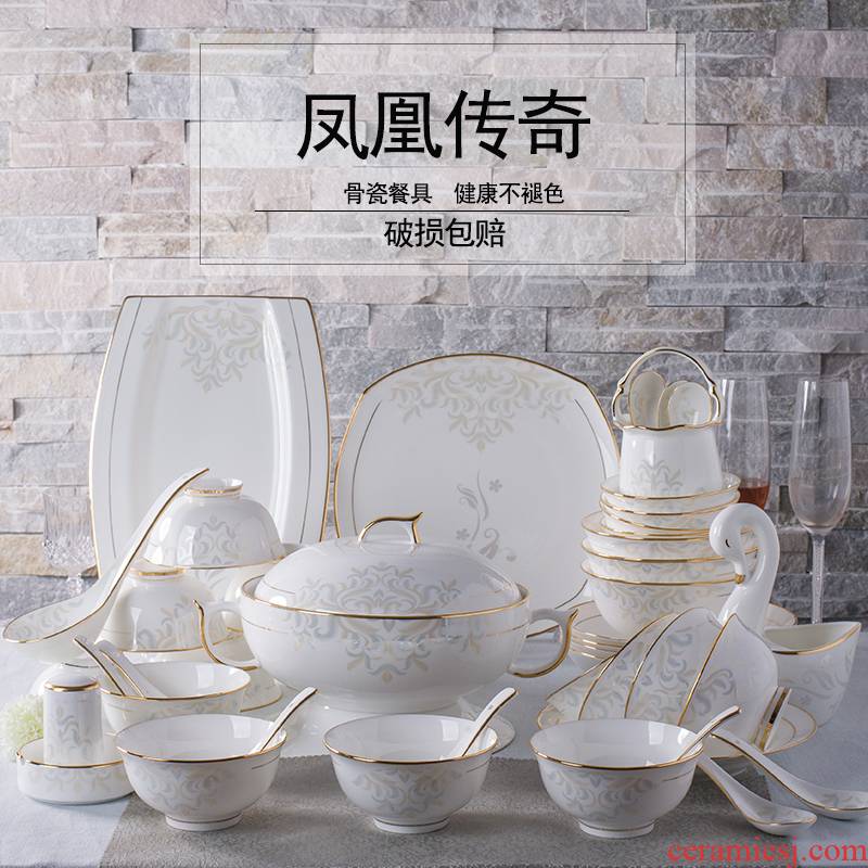 Ipads China tableware suit household jingdezhen ceramics Korean dishes dishes chopsticks 60 head up phnom penh gifts